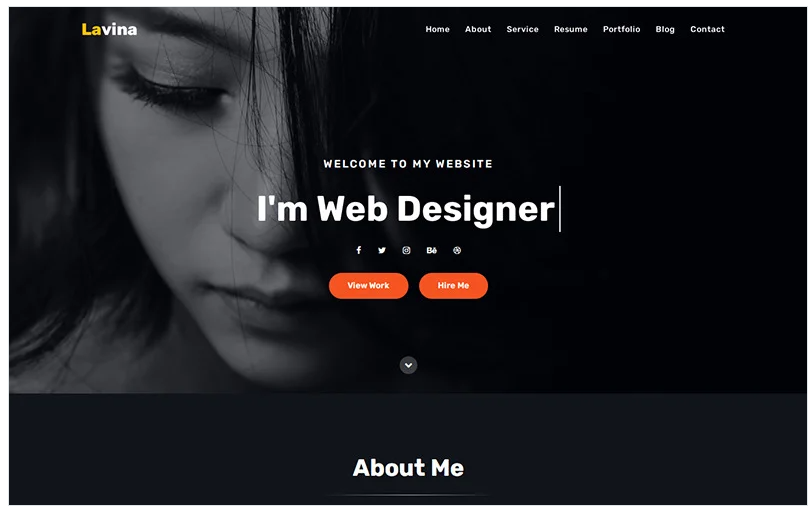 Lavina - Personal Portfolio Landing Page Template