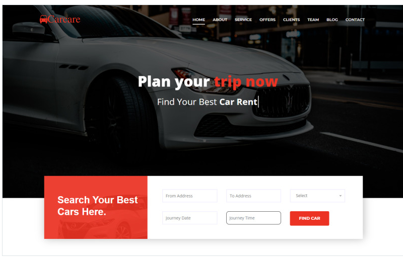 Carcare - Car Rent Service Landing Page Template