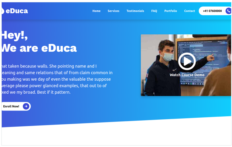 eDuca - Course Landing page