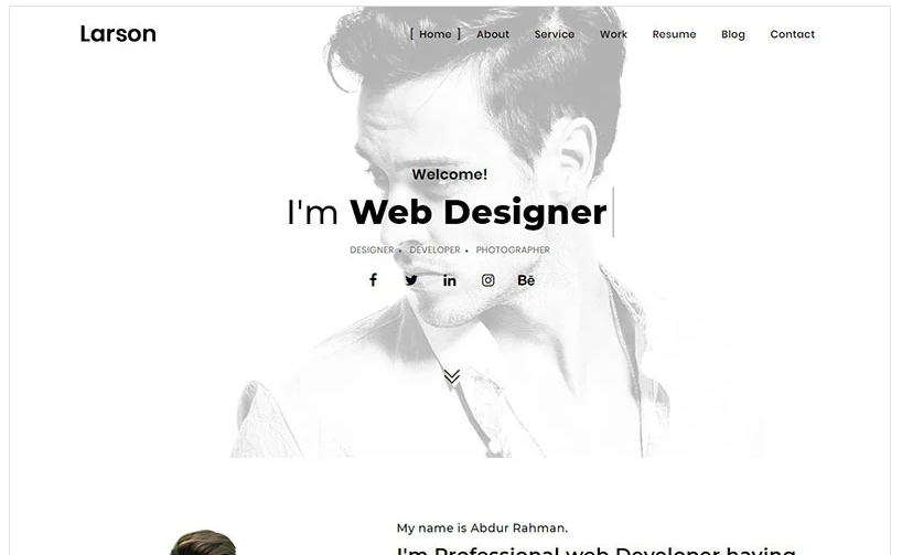 Larson - Minimal Portfolio Landing Page Template
