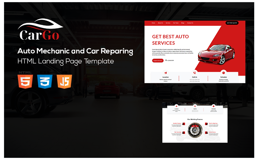 Cargo - Auto Mechanic and Car Reparing Landing Page Template