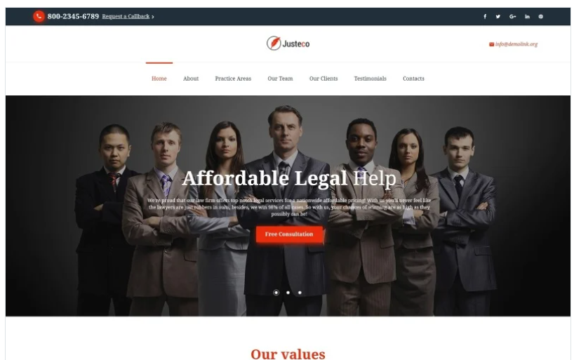 Justeco - Fancy Law Firm HTML Landing Page Template