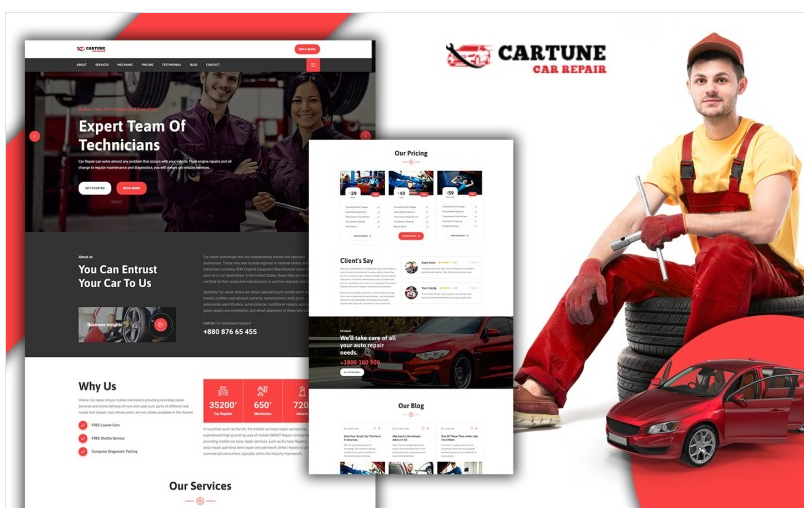 Cartune Car Repair Services Landing Page HTML5 Template