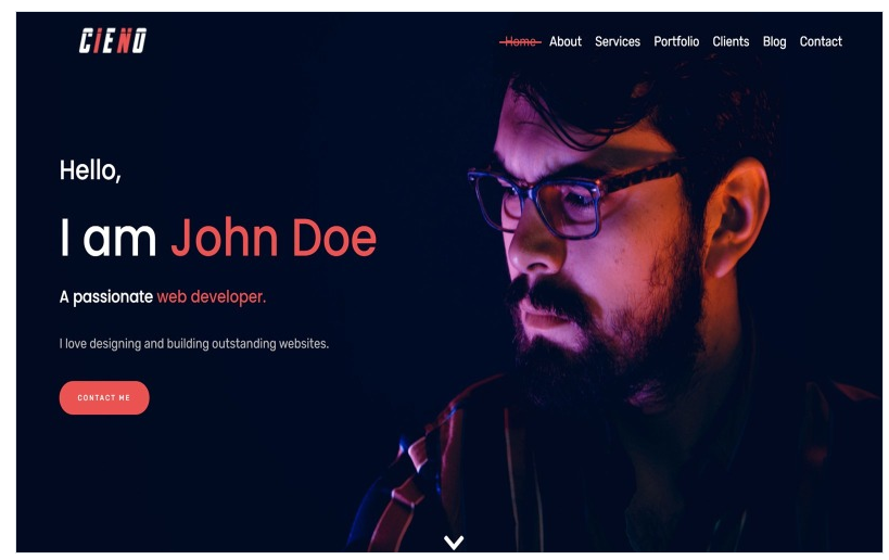 Cieno - Creative Bootstrap 4 personal Portfolio Landing Page Template