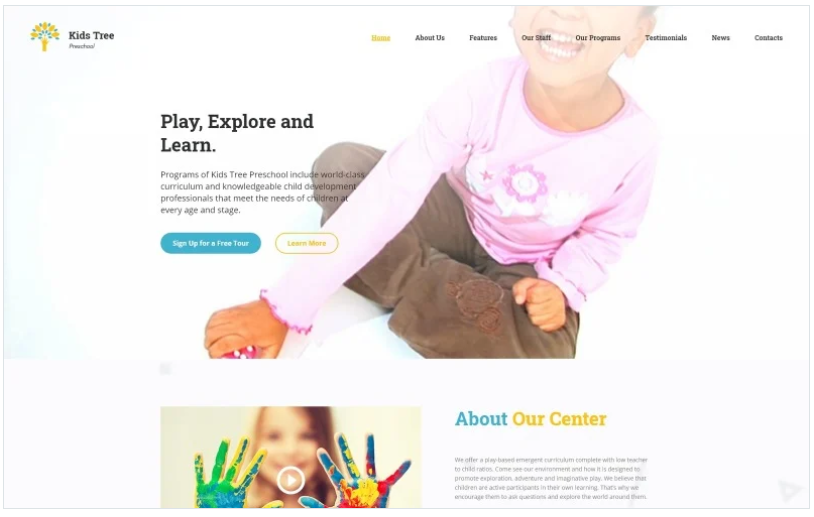 Kids Tree Preschool Landing Page Template