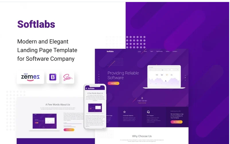 Softlabs - Software Company Creative HTML Bootstrap Landing Page Template