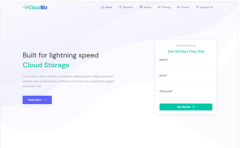 Cloudbiz - Hosting promotion Landing Page Template