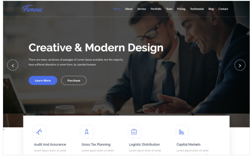Famous - Digital Corporate Business Landing Page Template