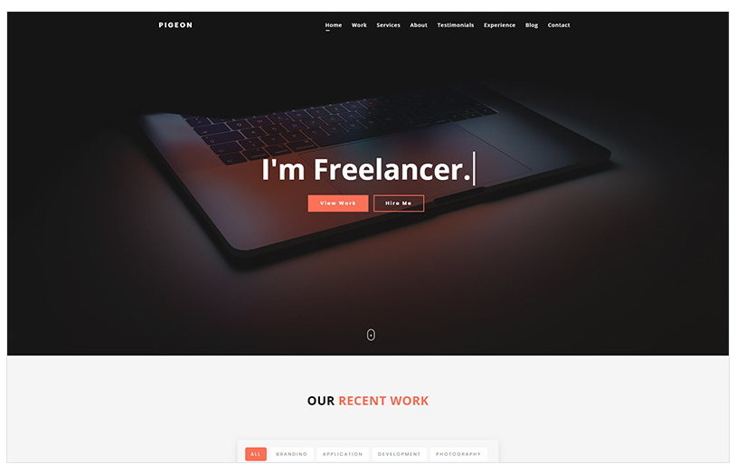 Pigeon - Personal Portfolio Landing Page Template