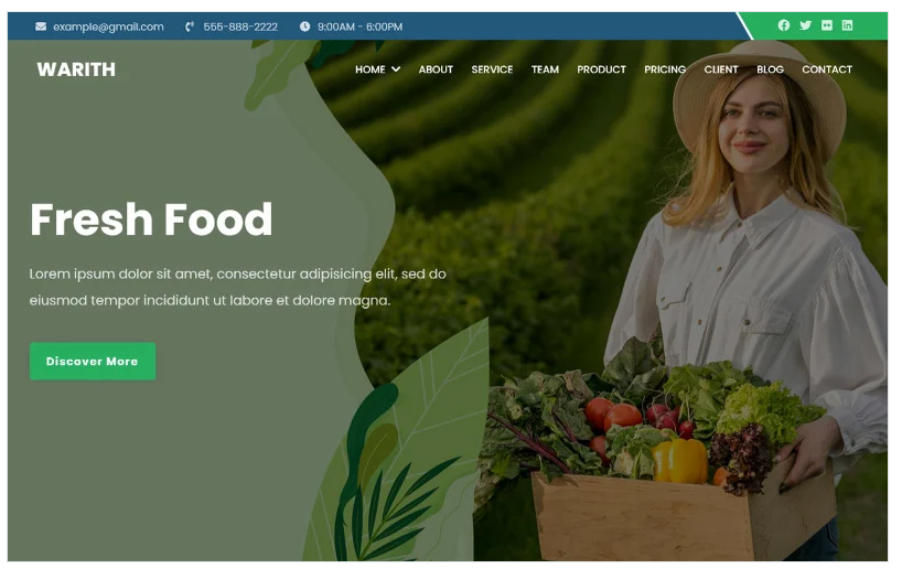 Warith - Organic Farm Html5 Landing Page Theme