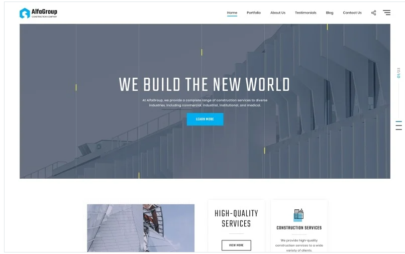 AlfaGroup - Construction Business Landing Page Template