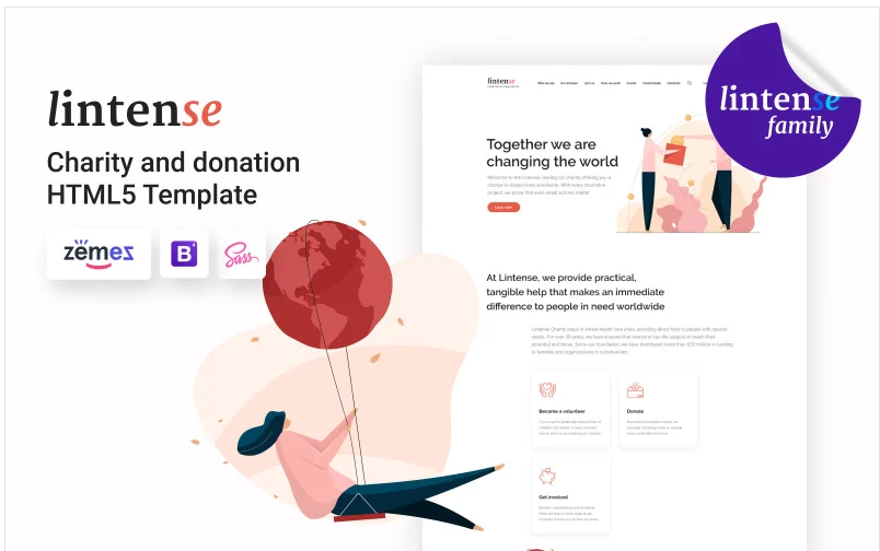 Lintense Charity - Charitable Organization Landing Page Template