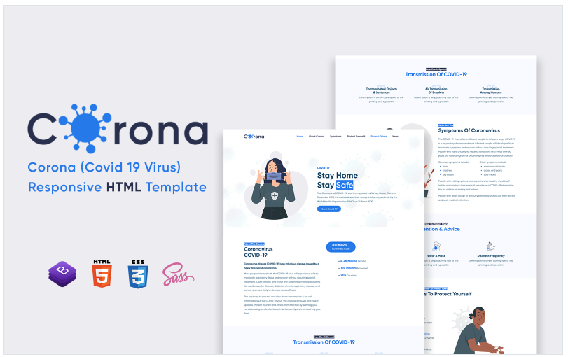 Corona - Covid 19 Responsive HTML Template