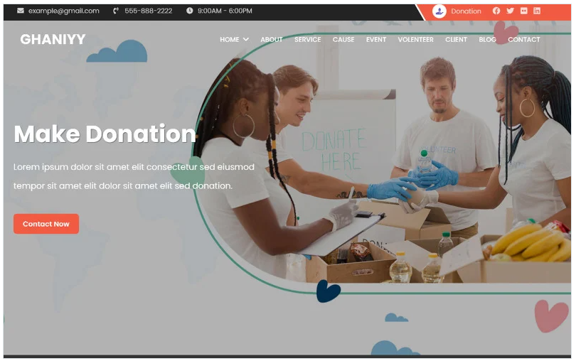 Ghaniyy - Charity & Donation One Page Template
