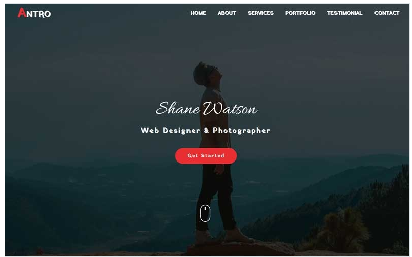 Antro - Personal Portfolio HTML Landing Page Template