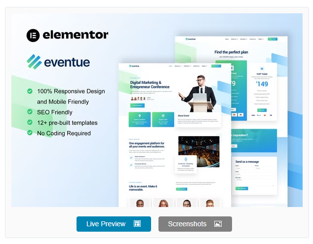 Product Image - Eventue – Event & Conference Elementor Template Kit