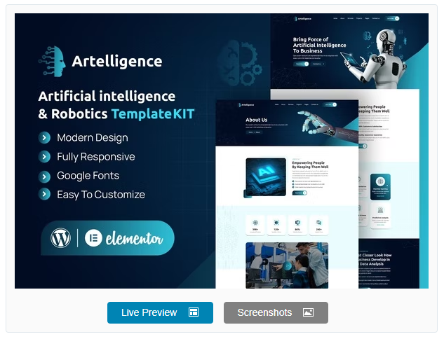 Artelligence - AI & Robotics Elementor Template Kit