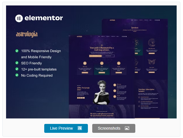 Astrologia - Horoscope Astrology Elementor Template Kit