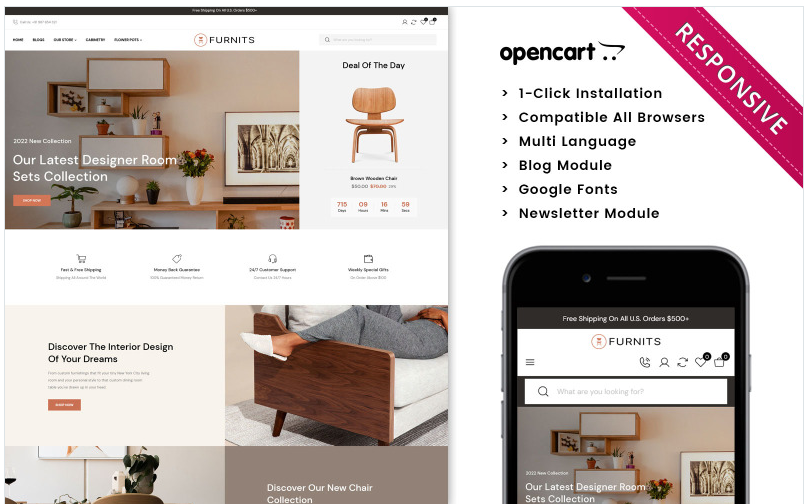 Furnits - Home Decor & Furniture Opencart Theme