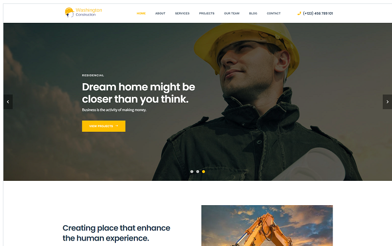 Washington Construction Building Landing Page HTML Template