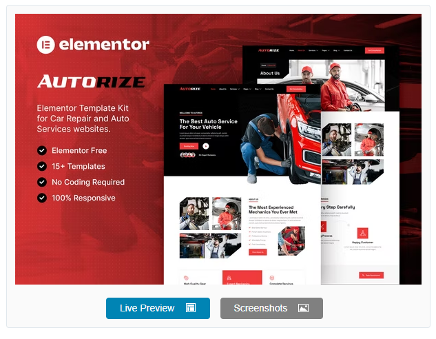 Autorize - Car Repair & Auto Services Elementor Template Kit