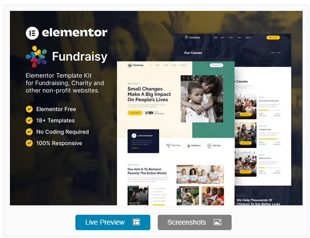Product Image - Fundraisy – Charity & Fundraising Elementor Template Kit