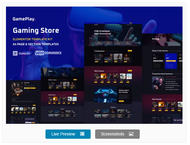 Product Image - GamePlay – Video Game Store Elementor Template Kit