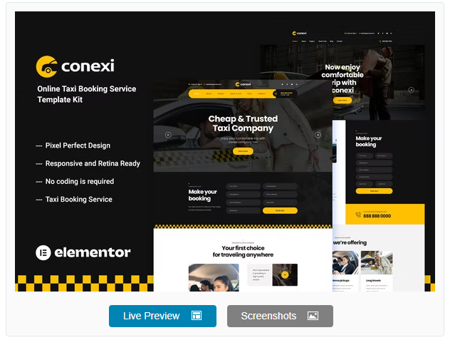 Product Image - Conexi – Online Taxi Booking Service Template Kit
