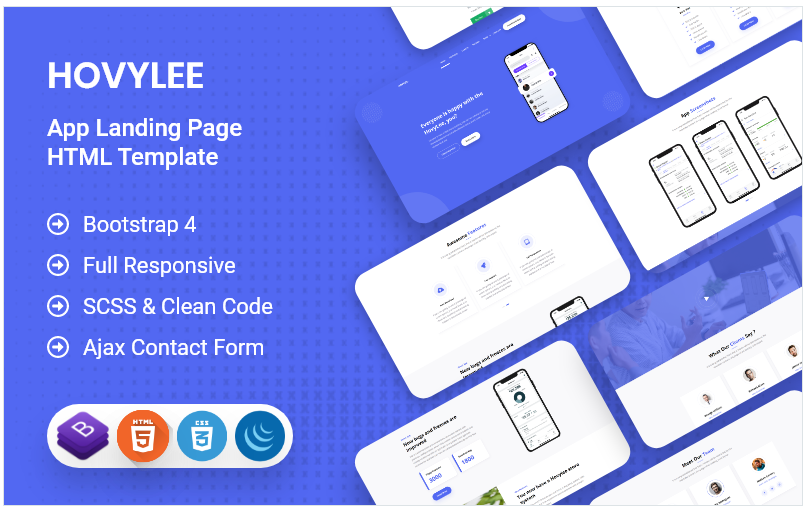 Hovylee - App Landing Page HTML Template