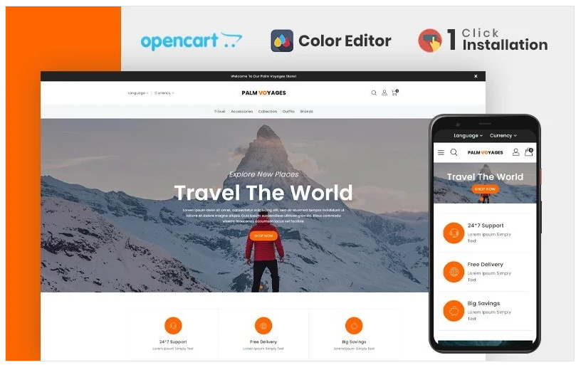 Palm Voyages Travel Store Opencart Theme