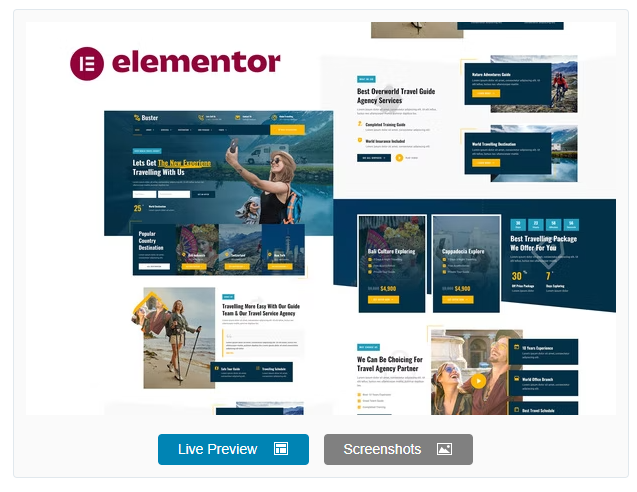 Product Image - Buster – Tour Guide & Travel Agency Elementor Pro Template Kit