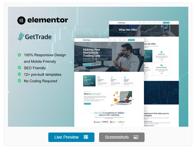 GetTrade - Trading & Investment Elementor Template Kit