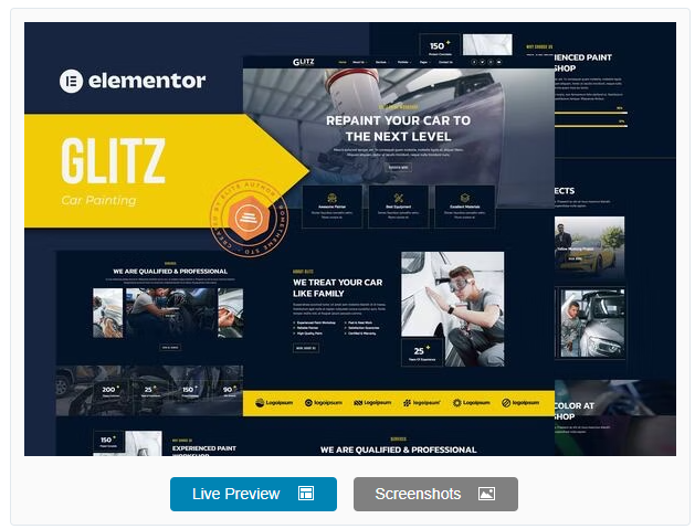 Product Image - Glitz – Car Painting & Restoration Elementor Template Kit