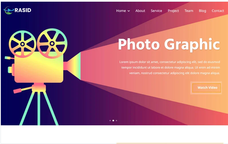 Rasid - Photography & Videography Landing Page Template