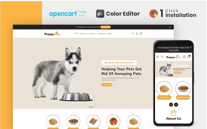 Puppy Pet Store Opencart Theme