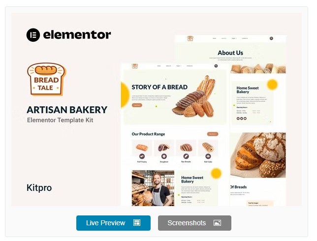 Baketale - Artisan Bakery Elementor Template Kit