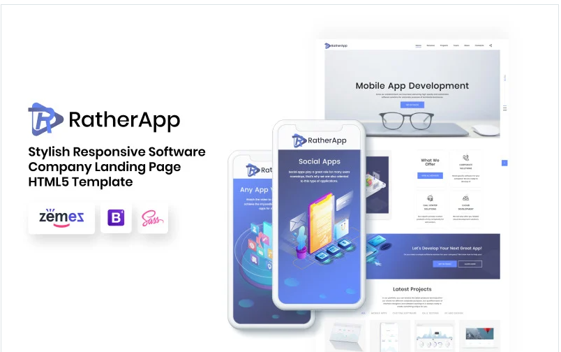 RatherApp - Software Company HTML5 Landing Page Template