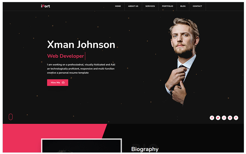 iPort - Personal Portfolio Landing Page Template