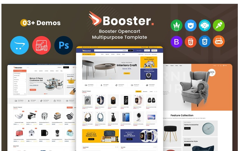 Booster - Furniture &Interior Multipurpose OpenCart Theme
