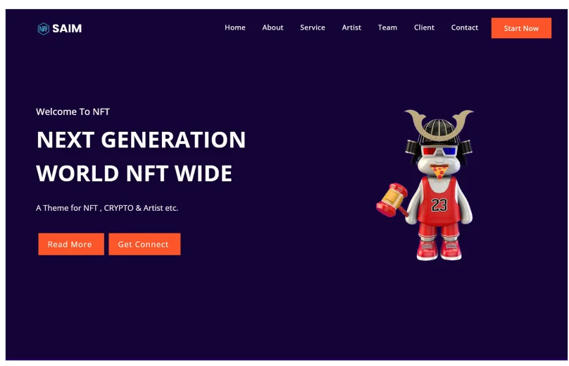 Saim - NFT & Portfolio Landing Page Template