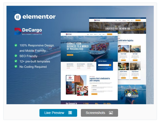 Product Image - DeCargo – Logistics & Transportation Services Elementor Template Kit Product Image - DeCargo – Logistics & Transportation Services Elementor Template Kit