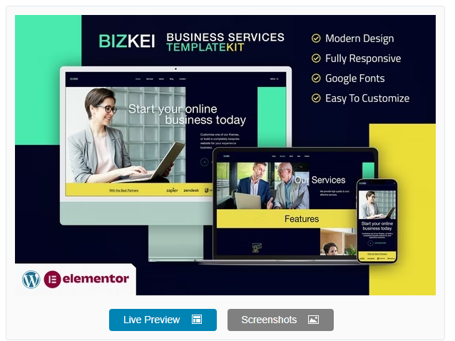 Bizkei | Business & Services Elementor Template Kit