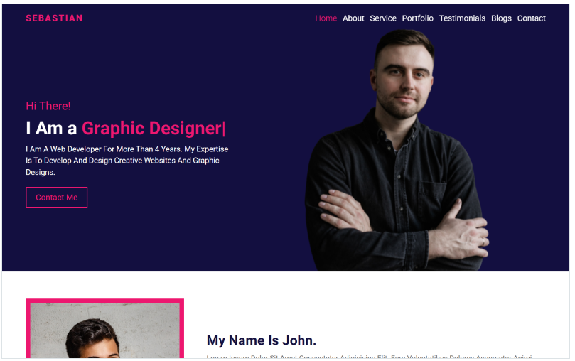 Sebastian - Personal Portfolio HTML Landing Page Template