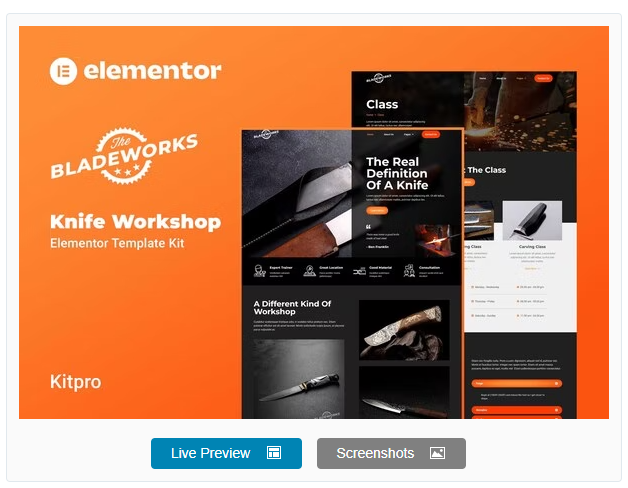 Product Image - Bladeworks – Knife Workshop Elementor Template Kit