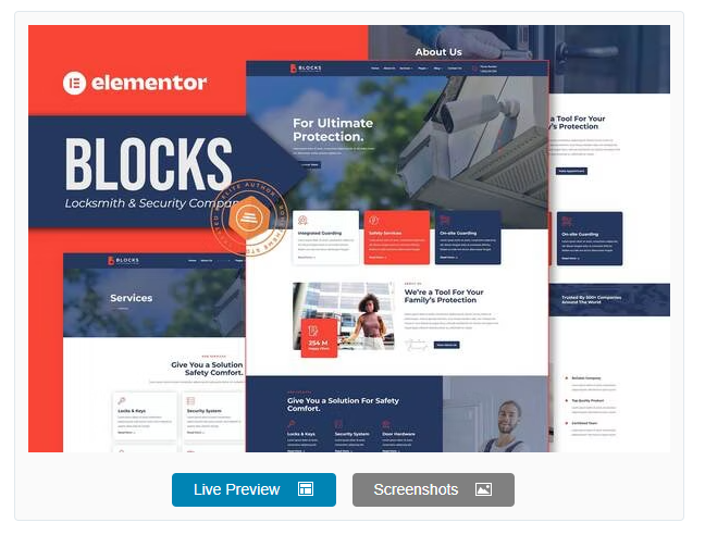 Blocks - Locksmith & Security Company Elementor Template Kit