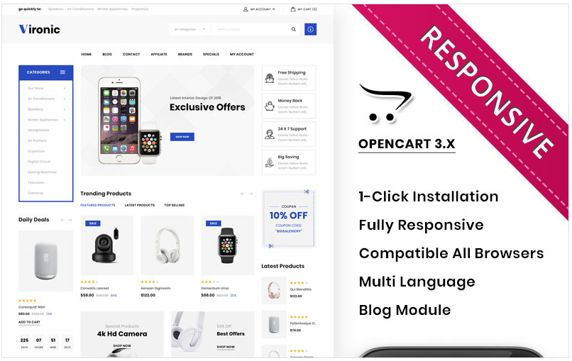 Vironic - The Mega Electronic Store OpenCart Template