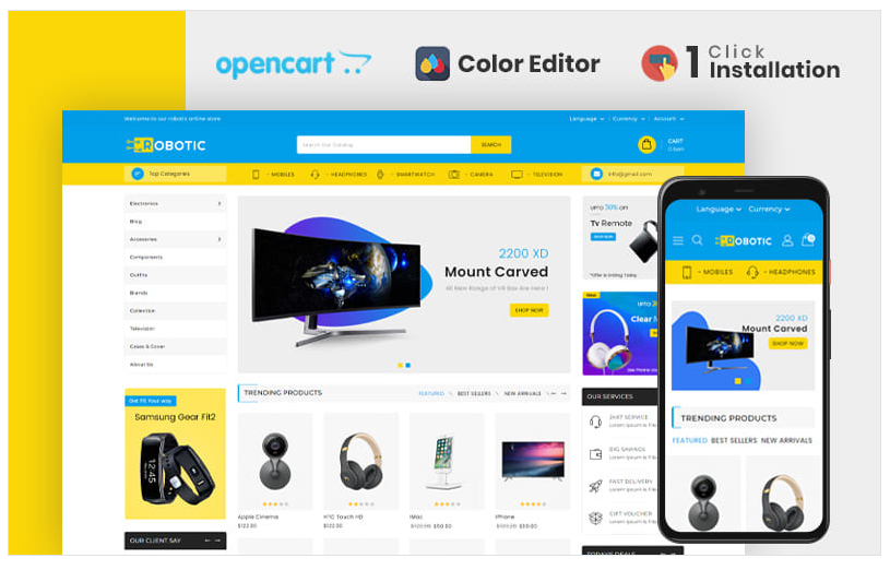 Robotic Electronics Store OpenCart Template