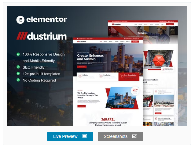 Product Image - Dustrium – Industrial & Manufacturing Elementor Pro Template Kit