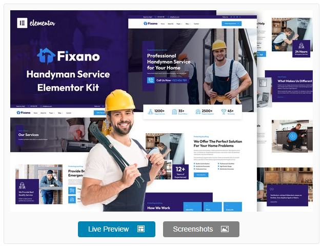 Product Image - Fixano – Handyman Services Elementor Template Kit
