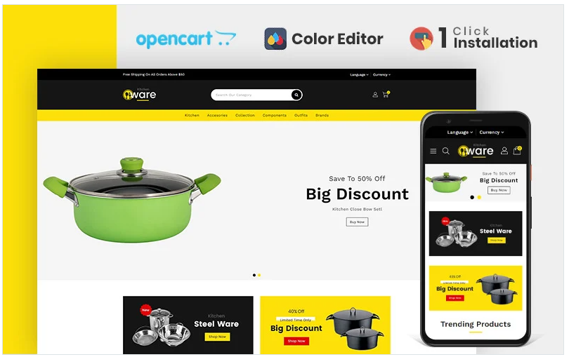 Kitchenware Accessories Store OpenCart Template